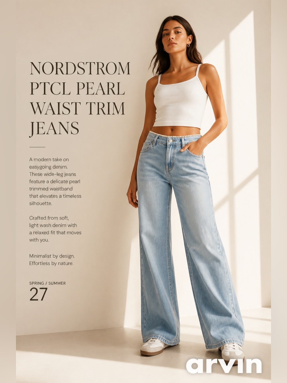 Nordstrom PTCL Pearl waist trim jeans